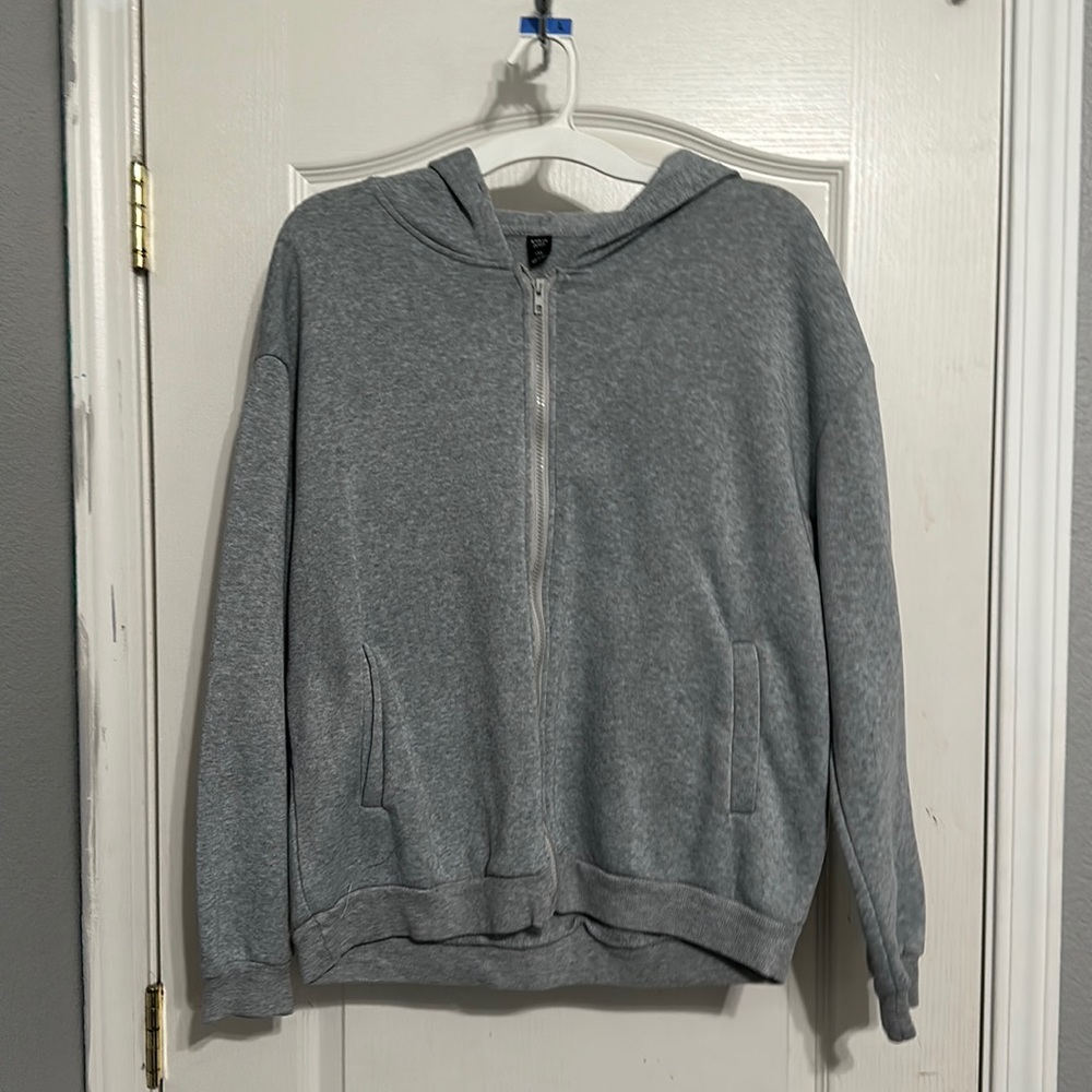 Shein, Light Gray Zip Up, XL